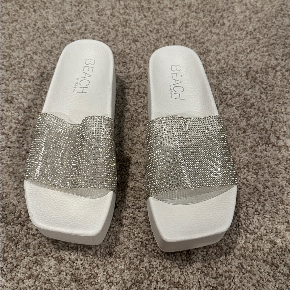 White and Silver Platform Sandals